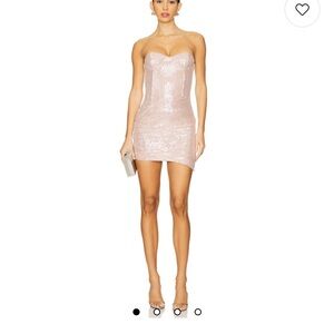 NBD Strapless Sequin Dress in Blush